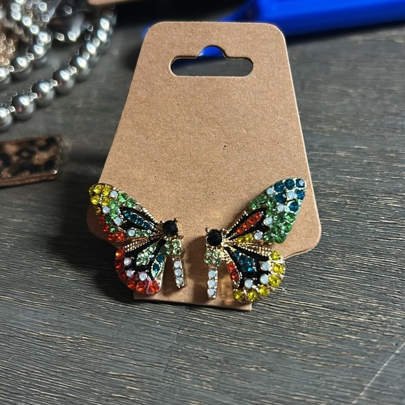 Colorful Butterfly Earrings Gemstone - Picture 2 of 3